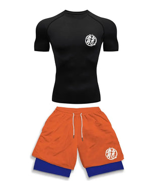 Anime Style Compression Shirt & Shorts Set - Anime Workout Set Rash Guard