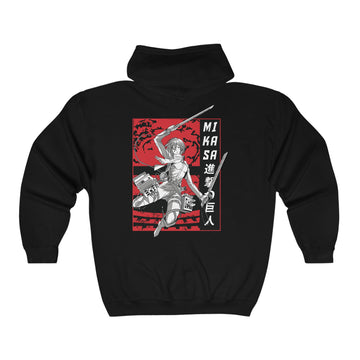 Attack on Titan Mikasa Hoodie Custom Graphic Zip Hoodie