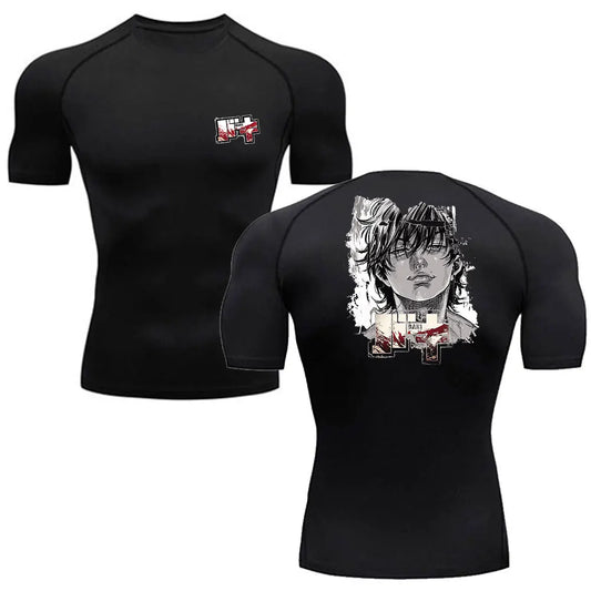 Baki Anime Compression Shirt – Men's Breathable Rash Guard
