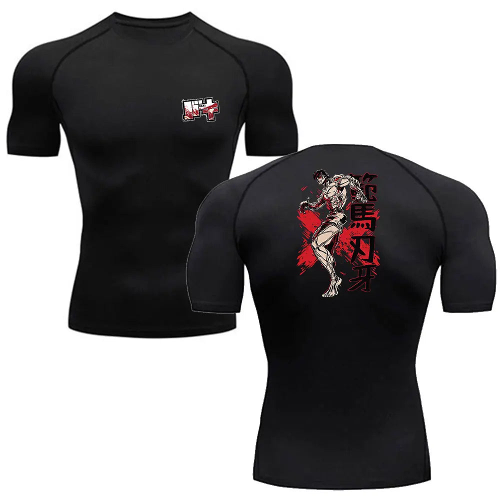 Baki Anime Compression Shirt – Men's Breathable Rash Guard
