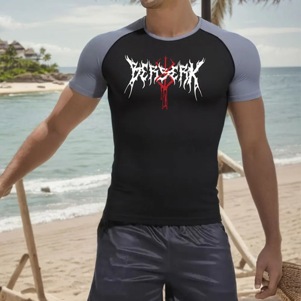 Berserk Anime Compression Shirt Men's Breathable Rash Guard Activewear