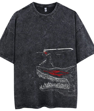 Berserk Guts Oversized Anime Graphic Cotton Shirt