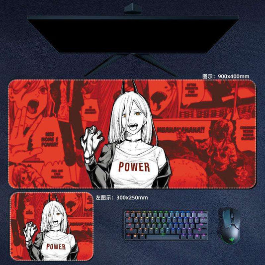 Chainsaw Man Anime Power Black and White Large Gaming Mouse Pads