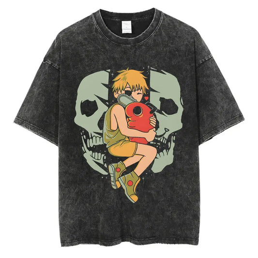 Chainsaw Man Denji Shirt Vintage Style Anime Graphic Tee