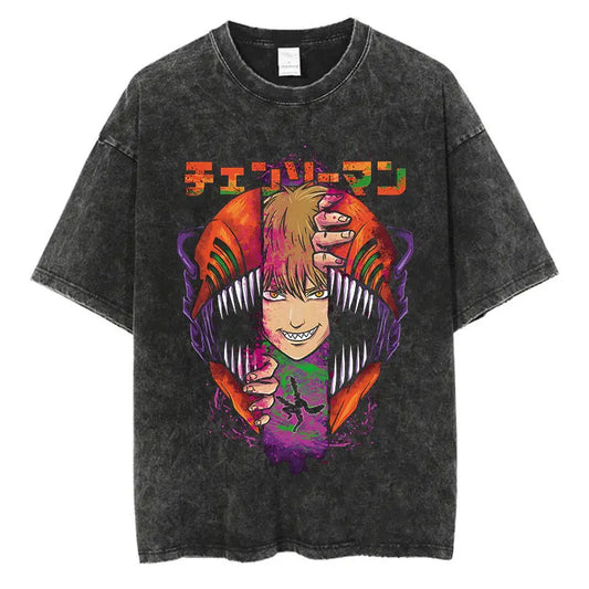 Chainsaw Man Denji Shirt Vintage Style Anime Graphic Tee