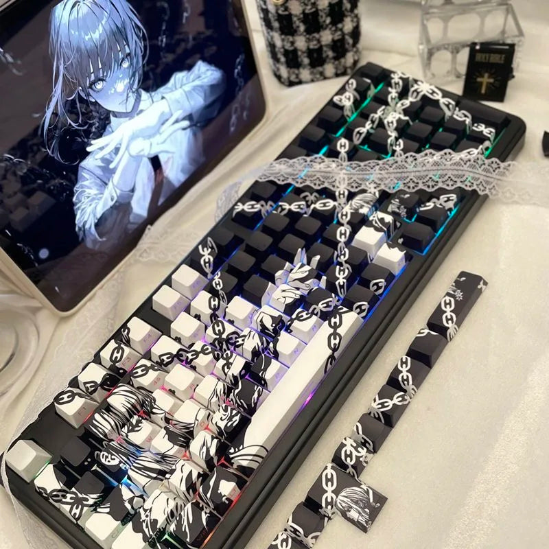 Chainsaw Man Makima Keycaps Cartoon 129 Keys Anime Keycaps
