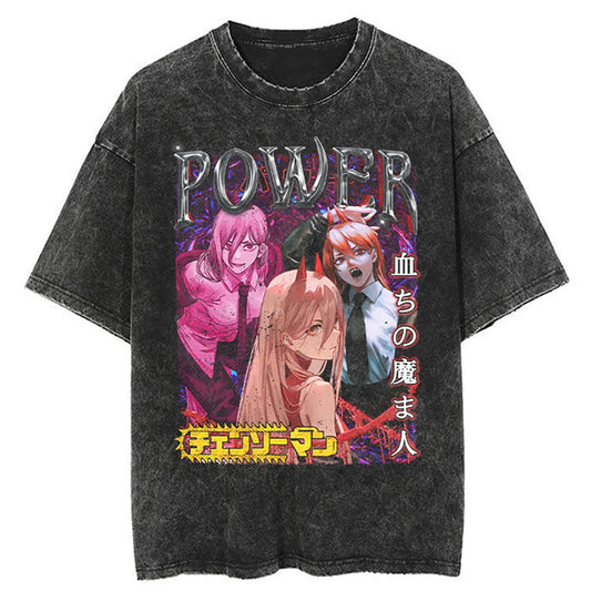 Chainsaw Man Power Shirt Oversized Anime Shirt Graphic