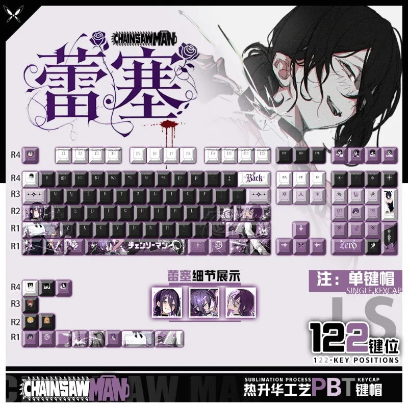 Chainsaw Man Reze Translucent Anime Theme Keycaps 122 Set