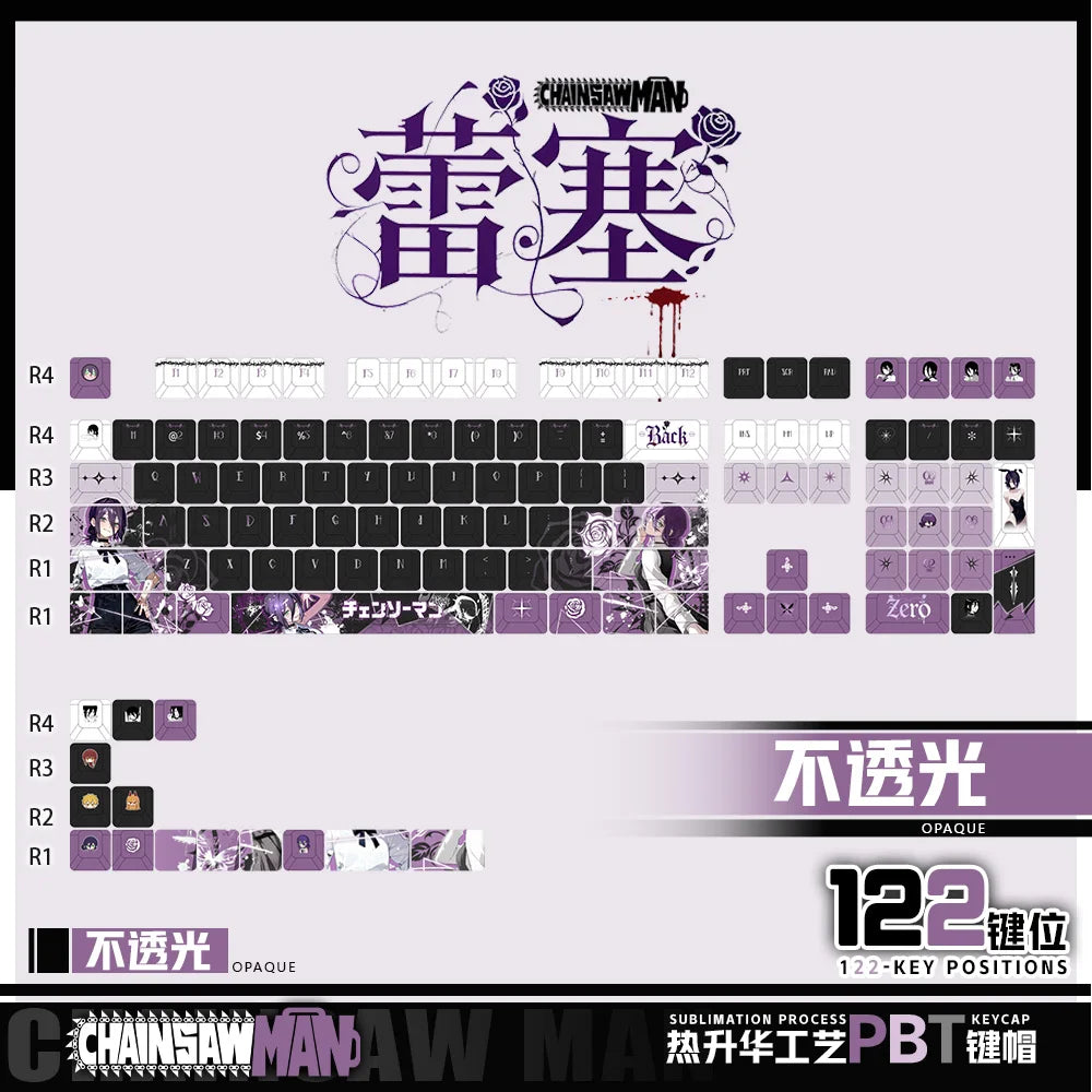 Chainsaw Man Reze Translucent Anime Theme Keycaps 122 Set