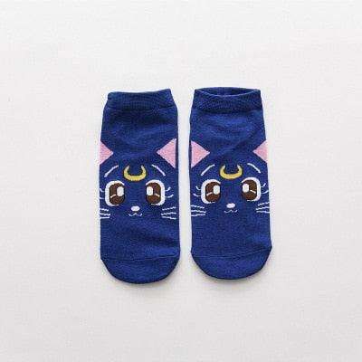 Cute Sailor Moon Anime Cats Women's Socks Breathable Soft Cotton