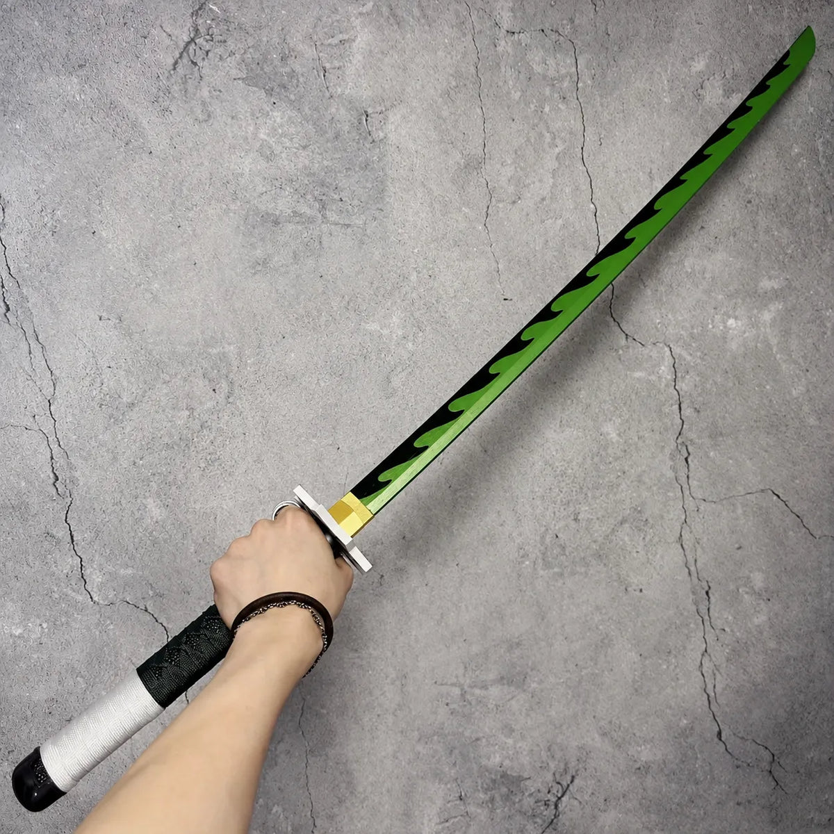 Demon Slayer Sanemi Shinazugawa Nichirin Katana 1:1 Scale Anime Prop Replica Bamboo Sword