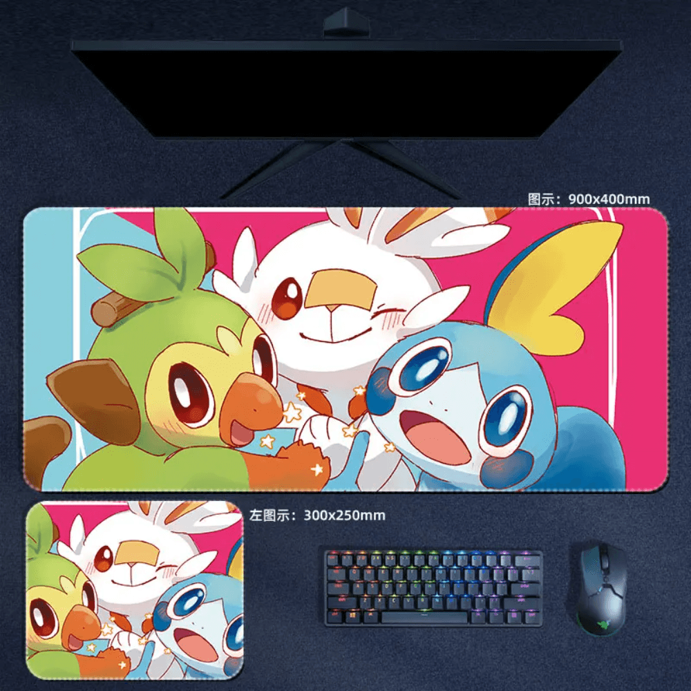 Pokemon Mouse Pad Large Anime Gen 8 Starters Mouse Pad Desk Mat