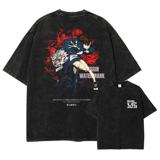 Dandadan Momo & Okarun Shirt Vintage Oversized Style Anime Shirt