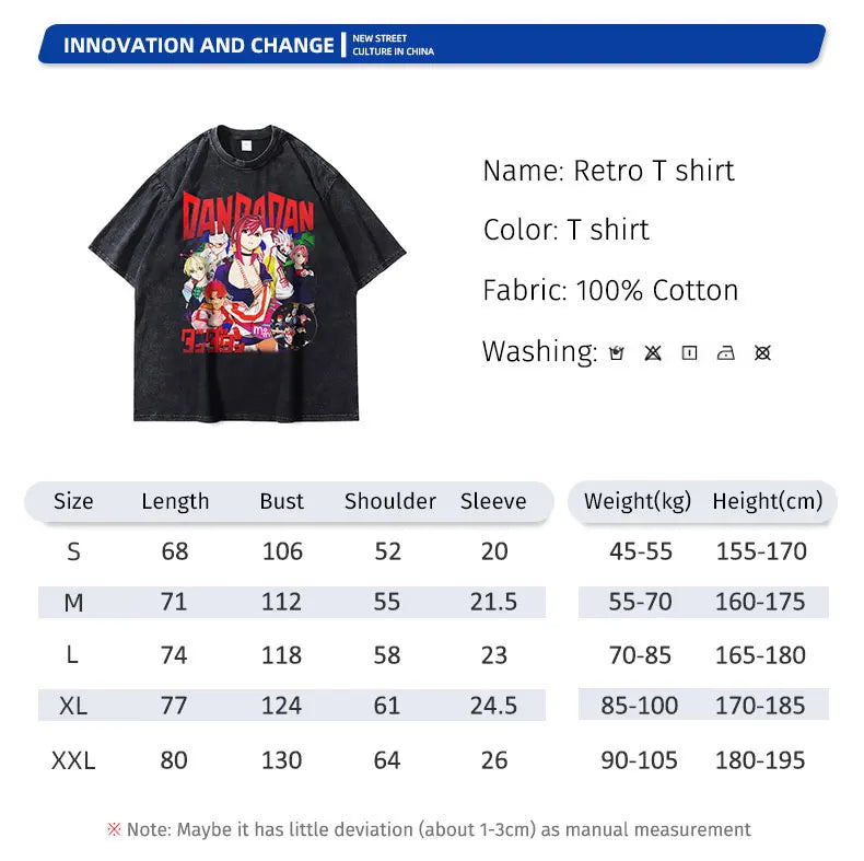 Dandadan Okarun & Momo Shirt Vintage Oversized Style Anime Shirt