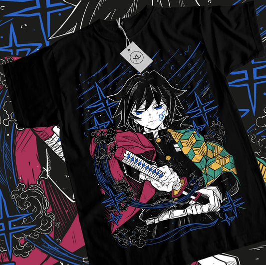 Demon Slayer Giyu Tomioka T-Shirt Cotton Anime Shirt