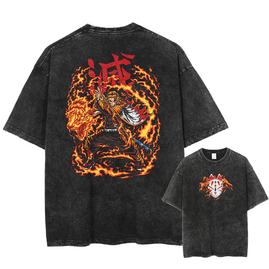 Demon Slayer Rengoku Shirt Oversized Style Anime Shirt