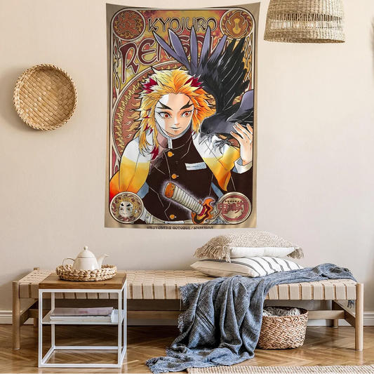 Demon Slayer Rengoku Tapestry Hanging - Anime Home Decor