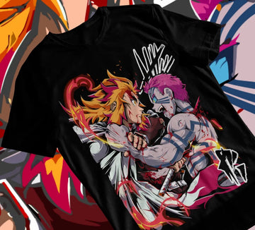 Demon Slayer Rengoku Vs Akaza Shirt All Cotton Anime Shirt