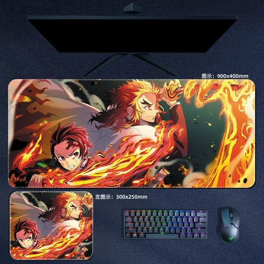 Demon Slayer Tanjiro & Rengoku Mouse Pad Anime Desk Mat