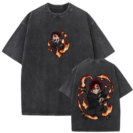 Demon Slayer Tanjiro Shirt Vintage Oversized Style Anime Shirt