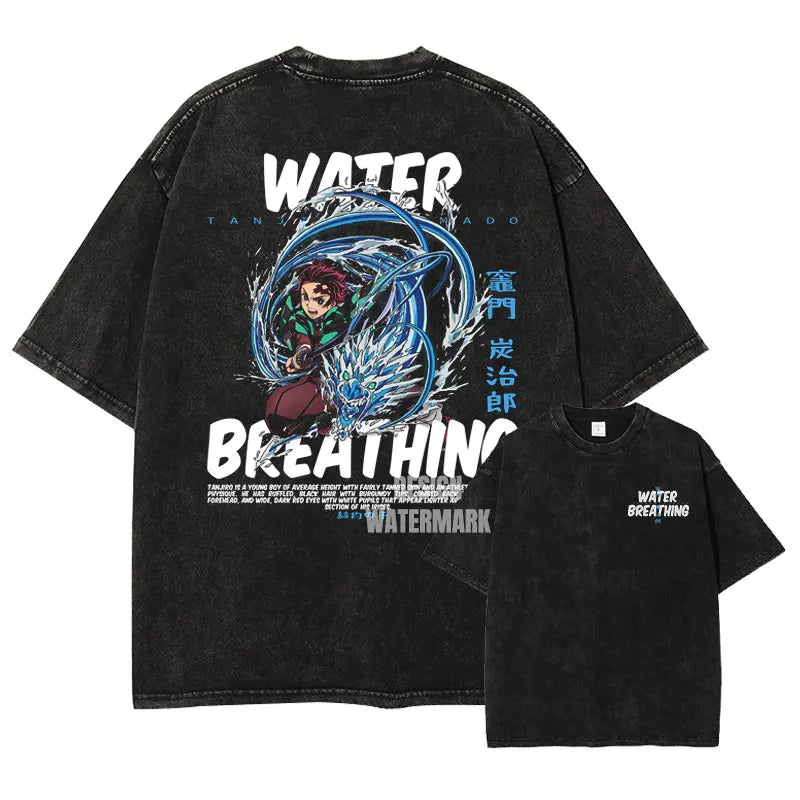 Demon Slayer Tanjiro Water Breathing Shirt Oversized Style Anime Shirt