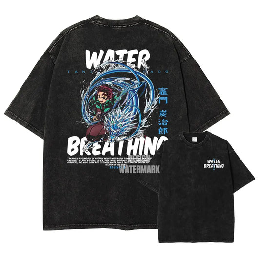 Demon Slayer Tanjiro Water Breathing Shirt Oversized Style Anime Shirt