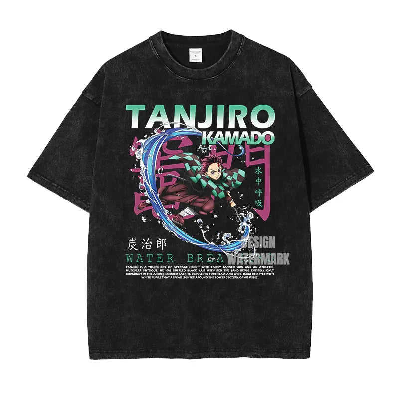 Demon Slayer Tanjiro Water Breathing Shirt Oversized Style Anime Shirt