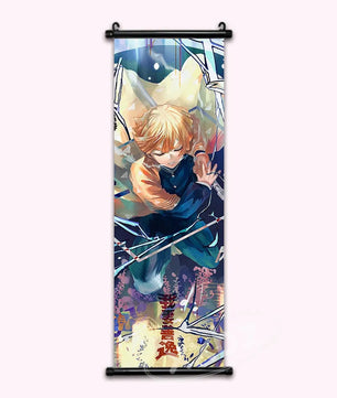 Demon Slayer Zenitsu Anime Poster Paint Style Scroll