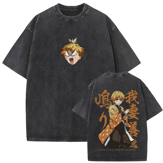 Demon Slayer Zenitsu Shirt Vintage Oversized Style Anime Shirt