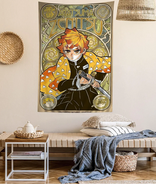 Demon Slayer Zenitsu Tapestry Hanging - Anime Home Decor