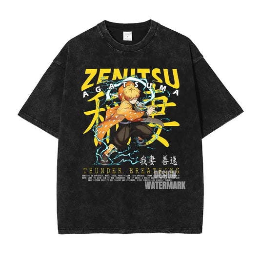 Demon Slayer Zenitsu Thunder Breathing Shirt Oversized Style Anime Shirt