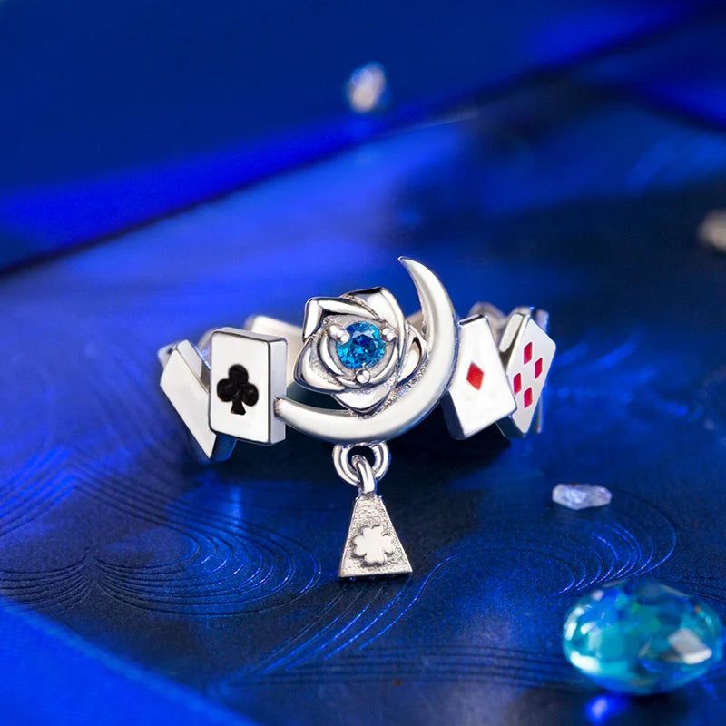 Detective Conan Poker KID Ring 925 Sterling Silver Jewelry