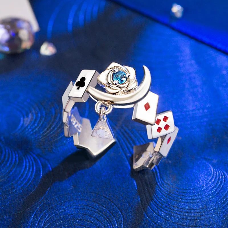 Detective Conan Poker KID Ring 925 Sterling Silver Jewelry