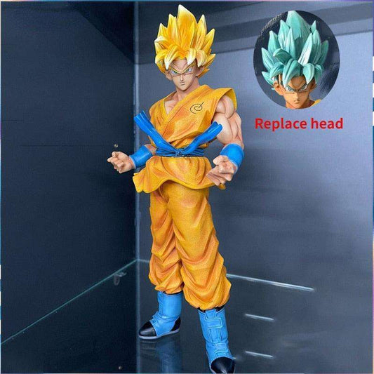 Dragon Ball Super Figure Super Saiyan Goku 2 Heads Anime Figure