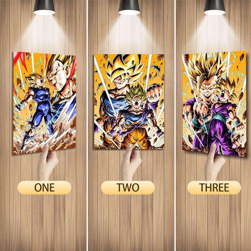 Dragon Ball Z 3D Anime Poster Goku, Vegeta, and Gohan Wall Art