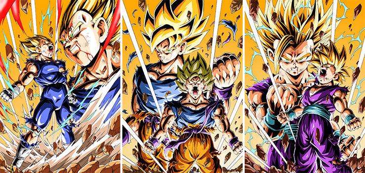 Dragon Ball Z 3D Anime Poster Goku, Vegeta, and Gohan Wall Art