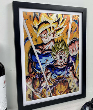 Dragon Ball Z 3D Anime Poster Goku, Vegeta, and Gohan Wall Art