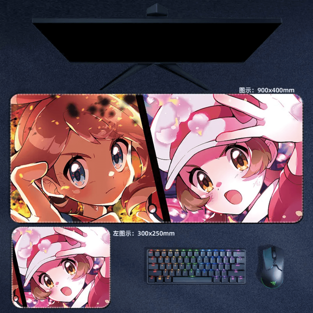 Pokemon Mouse Pad Large Anime May vs Lyra Mouse Pad Desk Mat