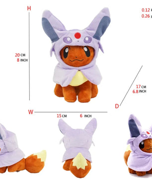 Pokemon Eevee Hooded Cosplay 8 Inch Plush Collection Bundle
