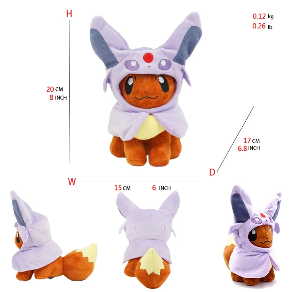 Pokemon Eevee Hooded Cosplay 8 Inch Plush Collection Bundle