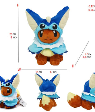 Pokemon Eevee Hooded Cosplay 8 Inch Plush Collection Bundle