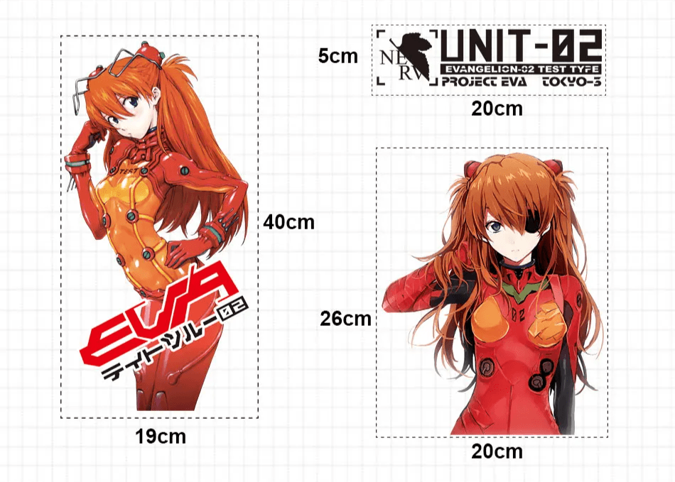 Evangelion Asuka Langley Anime Sticker Decals For PC Case