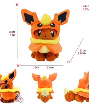 Pokemon Eevee Hooded Cosplay 8 Inch Plush Collection Bundle
