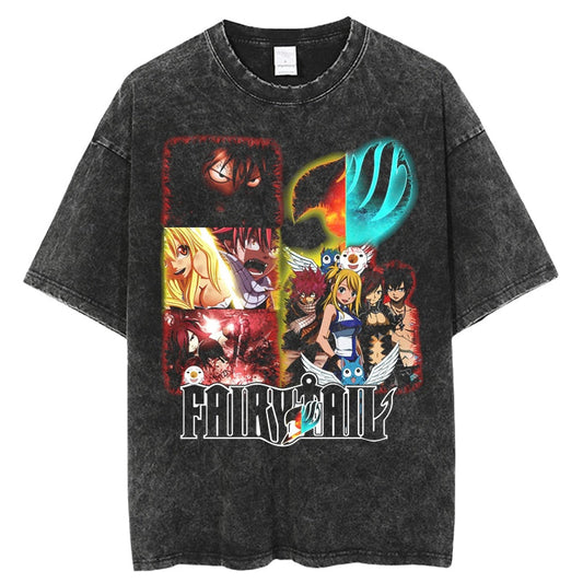 Fairy Tail Characters Shirt Oversized Vintage Anime Graphic Shirt