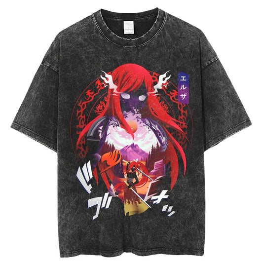 Fairy Tail Erza Scarlet Shirt Oversized Anime Graphic Shirt