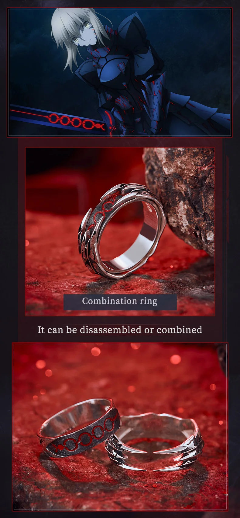Fate Stay Night Heaven's Feel Saber Alter Ring 925 Sterling Silver