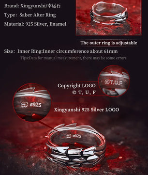 Fate Stay Night Heaven's Feel Saber Alter Ring 925 Sterling Silver