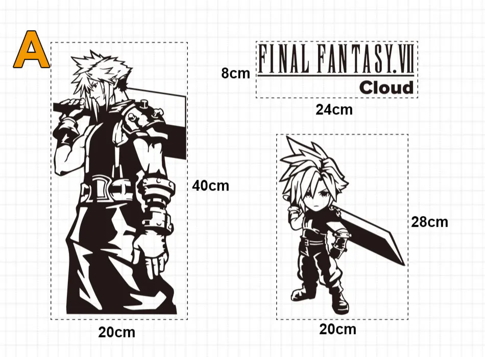 Final Fantasy VII Cloud PC Case Anime sticker Decal