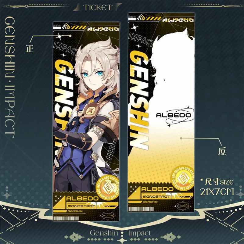 Genshin Impact Albedo Laser Ticket Bookmark Card