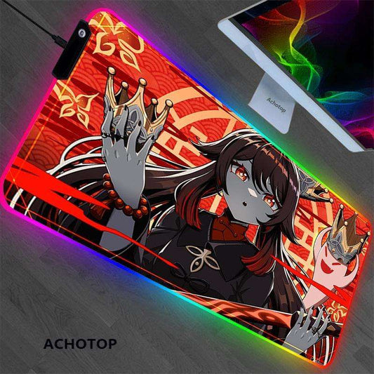 Genshin impact Amber RGB Gaming Anime Mouse Pad Desk Mat